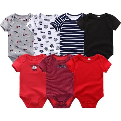 2018 7Pcs/Lot Uniesx Baby Girls Clothes Baby Rompers Boys Cotton O-Neck 0-12M Newborn clothing Sets Short Sleeve Roupa de bebe