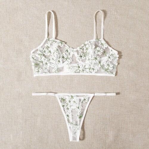 Bra Set Women Sexy Underwear Lace Embroidery Bra Panty Set Seamless See Through Sexy Lingerie Temptation Ladies Lenceria Sets