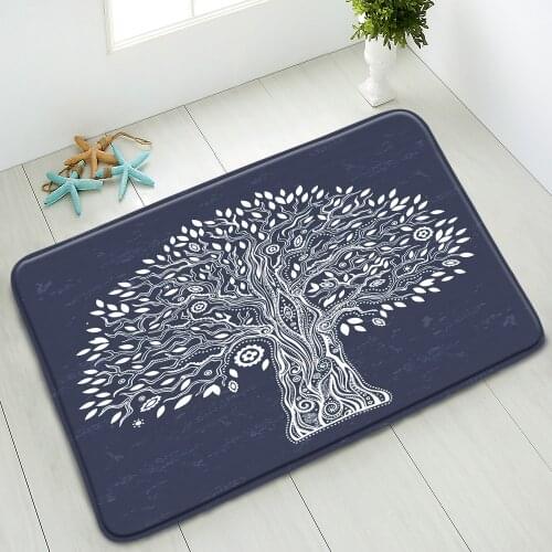 Hand-Painted Pattern Bath Mat Trees Plants Flowers Non-Slip Mats Indoor Doormat Rug Corridors Balcony Carpets Water Absorption