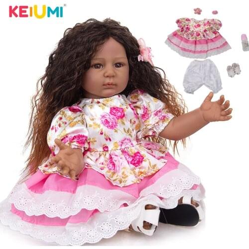 KEIUMI 55CM New Arrival Long Curly Hair Alive Reborn Fast Delivery Dress Up Reborn Newborn Doll For Childrens Gift