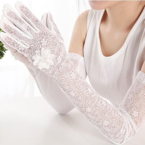 Summer Long Sunscreen Gloves Ladies Lace and Cotton Sunscreen Sleeves Outdoor Riding Equipment UV Protection