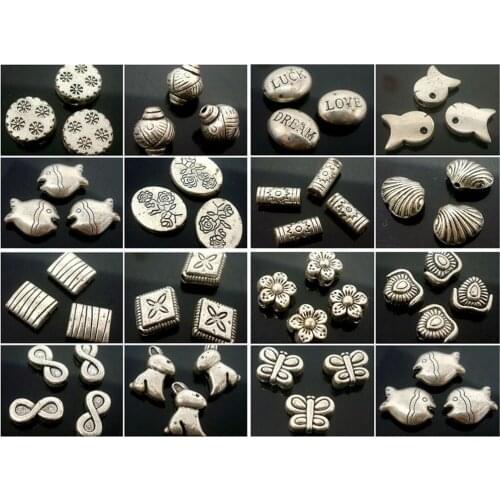 Hot sale 100pcs/Lot mixed Fashion Alloy Metal Charms Beads with hole for Necklace & Bracelet DIY Jewellry Making