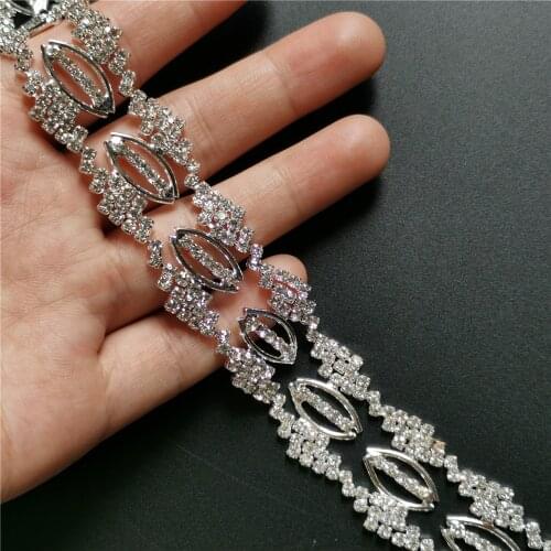 Retro Silver Diamond Strap Rhinestones Trim Ribbon Blinking Crystal Metal Chain For Clothes Dress Bag Shoes Accessories 2.5cm