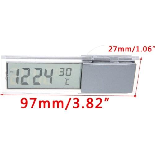 Mini 2 in 1 LCD Digital Auto Car Clock + Thermometer w/Suction Cup