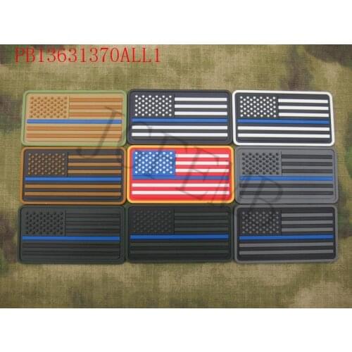 Star right The thin blue line America flag Police SWAT Military Morale 3D PVC Patch