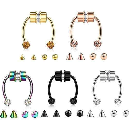 2021 New Fake Piercing Nose Ring Alloy Nose Piercing Hoop Septum Rings For Women Jewelry Gifts Fashion Magnetic Fake Piercing