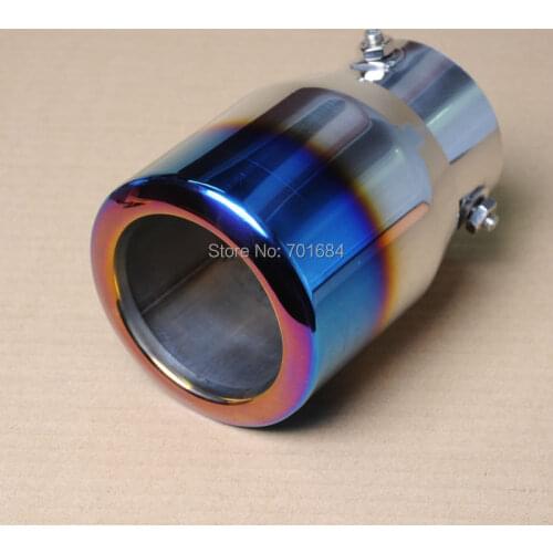 New Car Rollled Slanted Colorful Exhaust Muffler Tail Pipe Tip Inlet 59-75mm [QP1044]