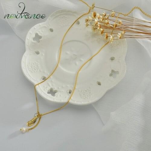 Nextvance Feather Pearl Pendant Neckalce 316L Stainless Steel Chain Necklaces for Women Girlfriend Gift Collar Jewelry Gift