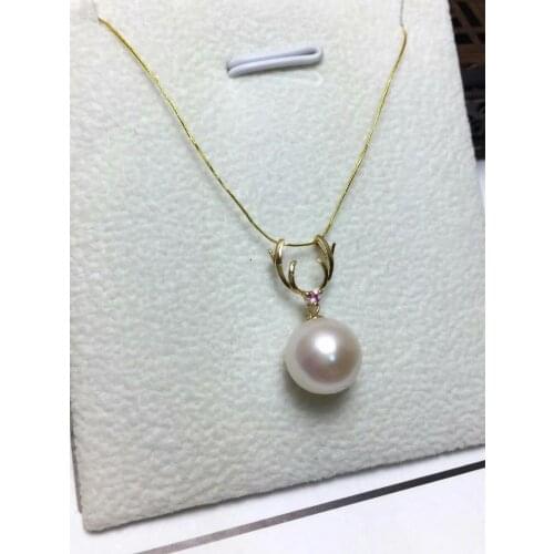 Shilovem 18k yellow gold Natural freshwater pearls pendants fine Jewelry women trendy no necklace Christmas gift mymz9.5-10zz