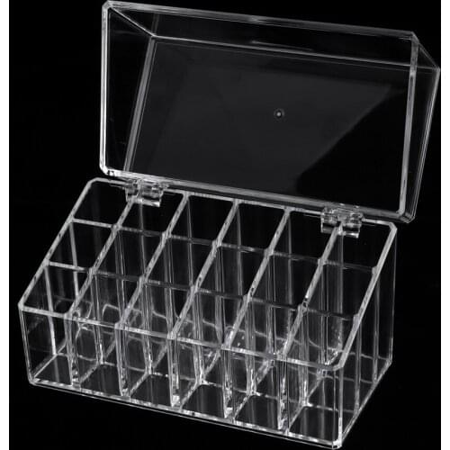 Clear Acrylic Lipstick Holder Organizer,18 Spaces for Lipsticks, Lip Gloss and Mascara, Makeup Display Stand, Cosmetic Storage