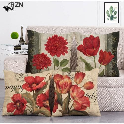 Floral Cushion Covers Colorful Flowers Throw Pillow Covers for Home Sofa Bedroom Pink Red Roses Decorative Pillowcases T73