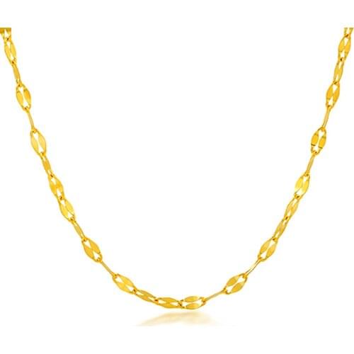 RINYIN Fine Jewelry 18K Yellow Gold Necklace Wedding Engagement Sex Mouth Charm Link Chain 16" - 36" (40cm-90cm) Dropshipping