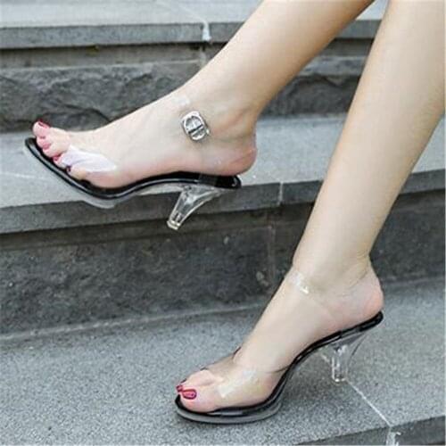 Transparent Crystal 6.5CM High-Heeled Female Sandals Professional Shoes Women Non-Slip Bottom Fashion Sexy Ladies Open Toe Pumps