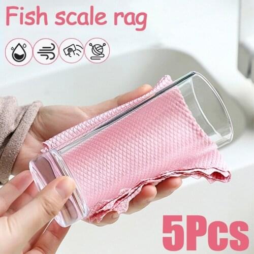 5PCS Special Fish Scale Wipes for Glass Cleaning Housework Cleaning Cloth kitchen cleaning cloth cloth towel magische doekjes
