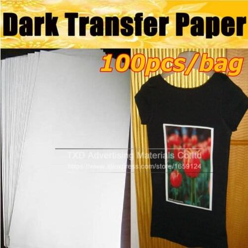 Dark transfer paper for T-Shirts with 100pcs/bag by free shipping, dark sublimation paper