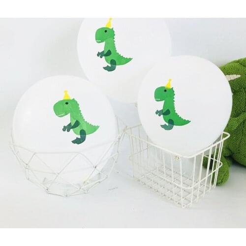 10pcs 12inch Cartoon Dinosaur Pattern Latex Balloon Birthday Party for Kids Decoration Balloons Supplies Baby Shower Room Boy 8D