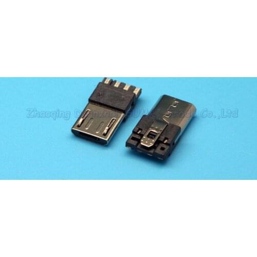 200pcs micro 5p Single row welding wire male plug V8 smartphone charging data connector USB interface