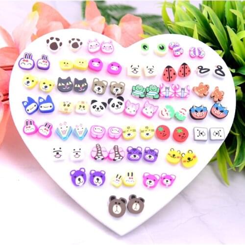 36 Pairs/lot Girls Plastic Stud Earrings Mixed Style Geometric Animal Earrings Set For Women Party Jewelry Gifts Dropshipping