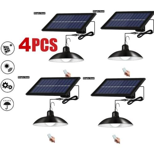 4pcs remote 30 led 2 head Retro Lampshade Solar Pendant Light Outdoor Indoor Hanging Solar Powered Shed Lights Waterproof Decora