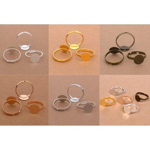40PCS 10mm Silver Plated Adjustable Flat Ring Base Blank DIY Jewelry Findings