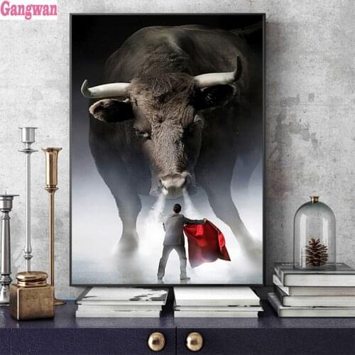 5d diy diamond painting Modern Home Decor Matador Bull mosaic diamond crystal painting full square round diamond embroidery art
