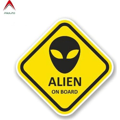 Aliauto Warning Car Sticker Alien on Board Vinyl Decal Waterproof Automobiles Motorcycles Bumper Accessories,13cm*13cm