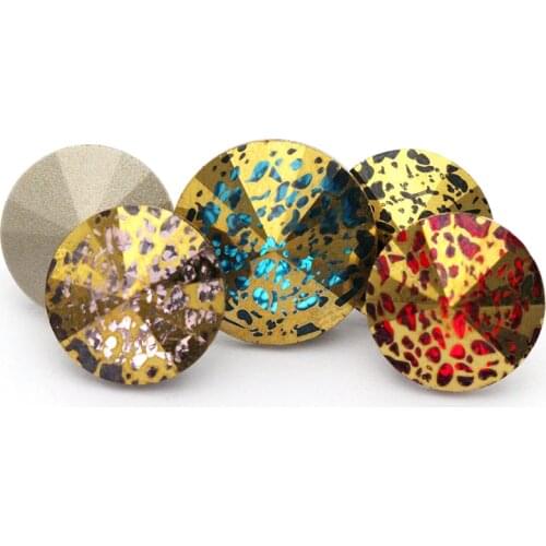 Glitter Rivoli Patina Rhinestones Stylish Crystal Glass High Quality Pointback Strass For DIY Sewing Fabric Garment Rhinestone