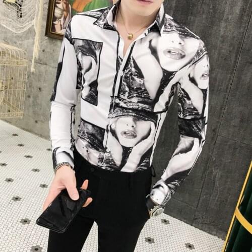 British printing autumn long sleeve shirt young men hairstylist cultivate morality line 304 b - 1501-6. P55