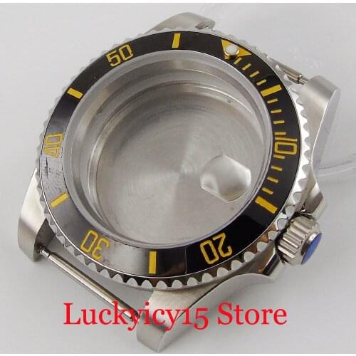 Fit NH35 40mm Hot Watch Case Gold Marks Sapphire Crystal Ceramic Bezel Insert Solid Backcover