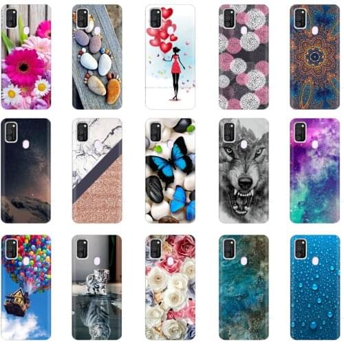 For Samsung M21 Case 6.4" Silicone Soft TPU Phone Case For Samsung Galaxy M21 Case M 21 M215 Cute Flower Fundas Back Cover Coque