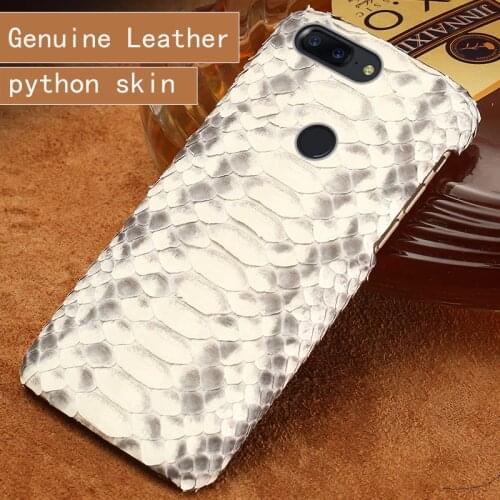 For OnePlus 5T Phone Case Python Leather Half-Pack Genuine Leather Brand 360-Degree Full Phone Case For OnePlus 5