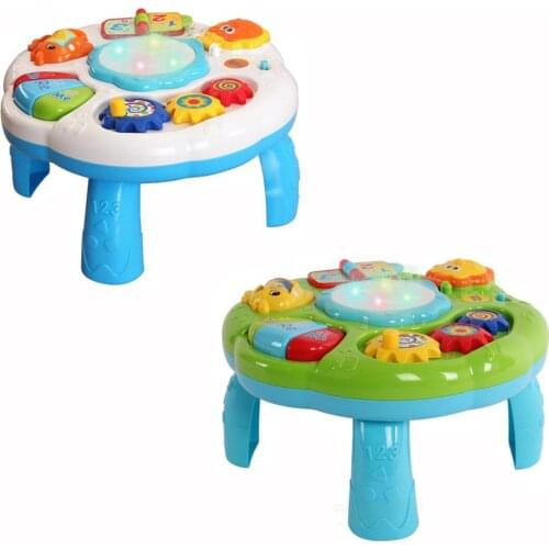 2020 Musical Baby Activity Table Baby child Toys Toddlers Educational Learning Table Toys With Piano And Pat Drum Light Up gift