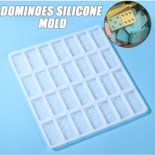 28 Holes Sqaure Pai Gow Mold DIY Resin Dominoes Mahjong Pai Gow Silicone Mould Crystal Resin Craft Clay Casting Tool