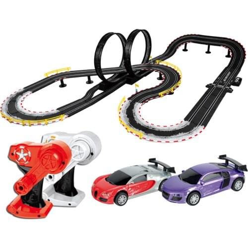 1:43 Track Racing Slot Car Electric Track Car Remote Control Hand Rolling Power Generation Track Car A36-16 Childrens Gifts