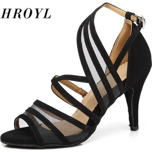 HROYL Women Latin dance shoes Female Girl Ladies tango Ballroom sandal salsa samba Sexy Party Heeled 6/7.5/8.5/10cm Wholesale
