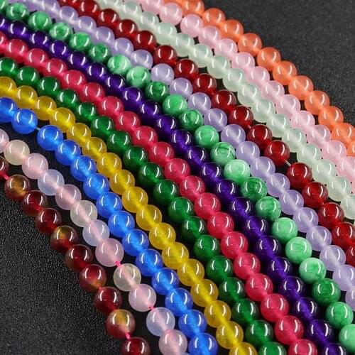 4 6 8 10 12 14mm Natural Stone Chalcedony Crystal Beads Round Glass Beads Loose Spacer Beads for Jewelry Making DIY Accessories