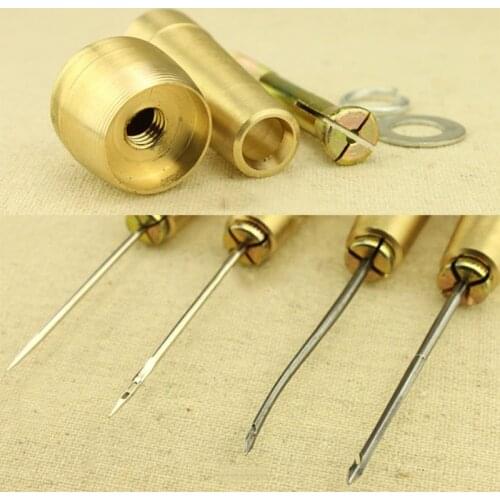 Copper Handle Needles Sewing Awl Hand Stitcher Shoe Repair Tool Kit For DIY Sewing Canvas Leather Repairing