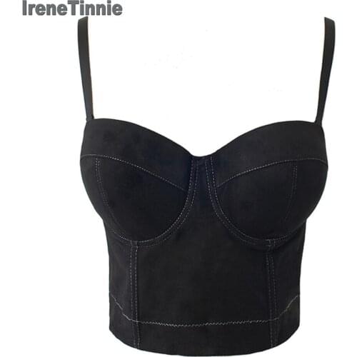 Irene Tinnie New Faux Suede Boho Hippie Sling Sexy Corset Bralet Woman Ladies Corset Nightclub Party Wedding Seven-point Tube