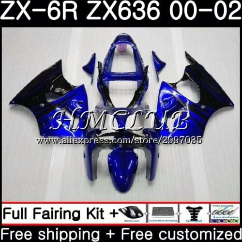 Body For KAWASAKI NINJA ZX 6 R ZX636 ZX-6R 2000 2001 2002 57HC.14 ZX 636 ZX 6R 600 CC Blue flames ZX-636 ZX6R 00 01 02 Fairing