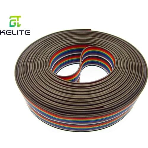 Ribbon cable 20 WAY Flat Color Rainbow Ribbon Cable wire Rainbow Cable 20P ribbon cable 1.27MM pitch 5meters/lot IN STOCK
