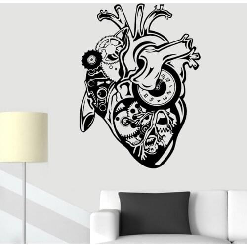 Mechanical Heart Wall Sticker Steampunk Vinyl Decal Motor Engine Home Decor Bedroom Living Room Decoration Personailzed Clock