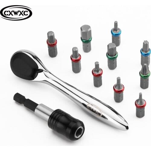 Mini Bicycle Ratchet Wrench Tool Set 10 in 1 Multi Cycling Repair Tools Kit MTB Allen Key Road Bike Socket Tool Torque Wrench