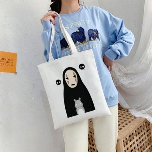Spirited Away Anime Fashion Canvas Bag Harajuku Goth Shopper Large Capacity Women Bags Punk Classic Handbag Vintage Shoulder Bag