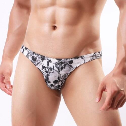 Mens Sexy Underwear skeleton Printed Panties Brief Cotton Underpant Boy Sexy Underwear