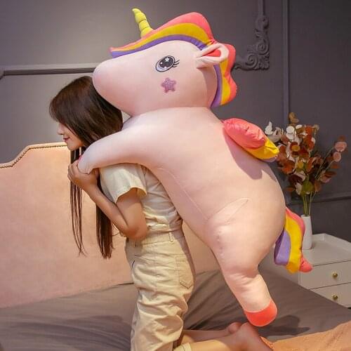 90/110CM Soft Stuffed Kawaii Animal Giant Unicorn Horse Plush Toy Children Girl Birthday Gifts Household Decorative Pillows
