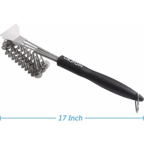 Set of 2 BBQ Grill Cleaning Brush, Heavy Duty 3-Wire Stainless Steel Barbecue Cleaner Brushes Tool Accessories with Long Handle