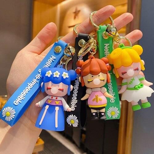 New Fashion Stereo Cute Balloon Girl Keychain Key Ring Creative Cartoon Mobile Phone Bag Car Pendant Fun Keychain