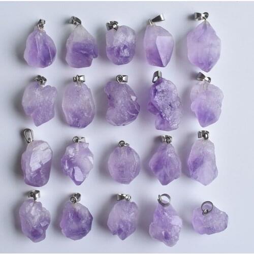 New jewelry hot selling Natural stone amethysts Irregular shape pendants for jewelry making 24pcs/lot wholesale free shipping