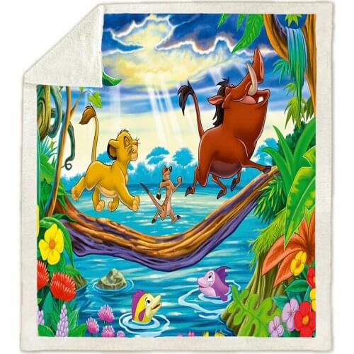 Cartoon Lion King Blanket Simba Funny Character Blanket 3D Print Sherpa Fleece Blanket Thows on Bed Couch Home Textiles