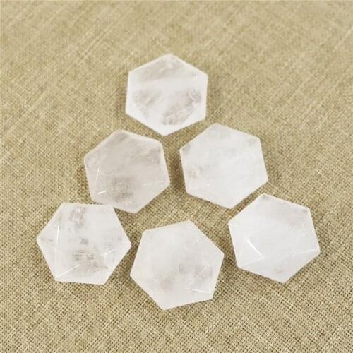 Natural Stone Necklace Pendant Star of David White Crystal Hexagonal Cross Section Rose DIY Necklace Making Pendulum